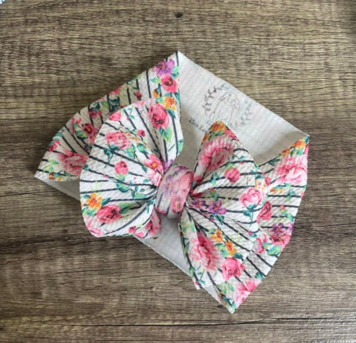 Striped Floral Bow