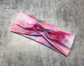 Pink Blue Tie Dye Headband