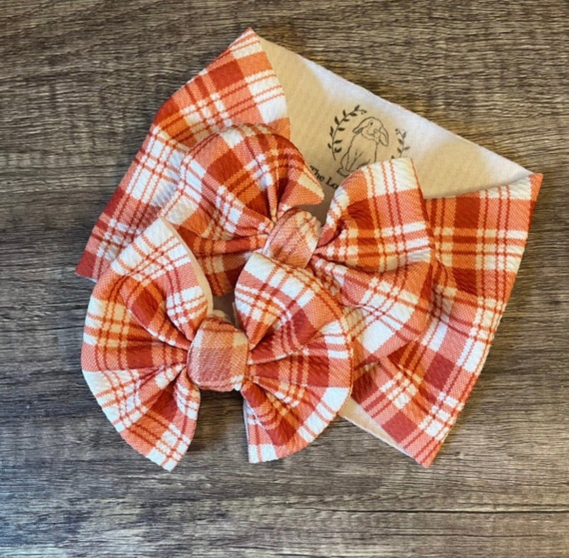 Orange Plaid Bow