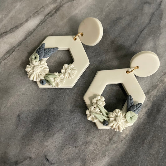 Muted Floral Dangle Earring