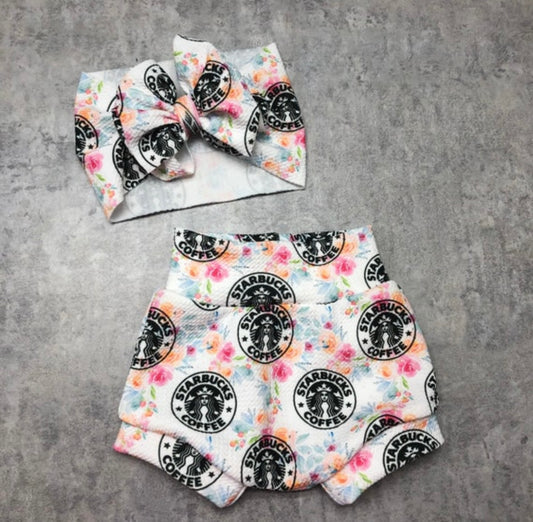 SB Coffee Floral Bummies/ Bow