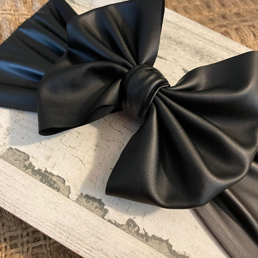 Black Pleather Bow