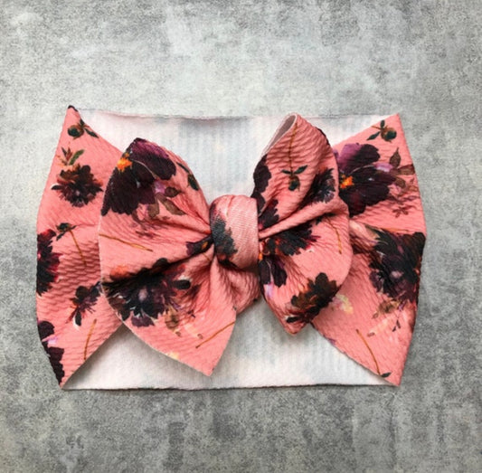 Pink / Maroon Floral Bow