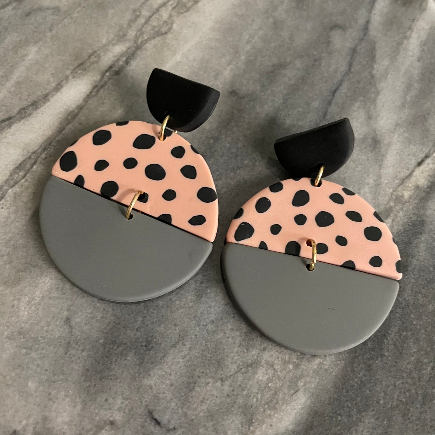 Pink Black Dot Earring
