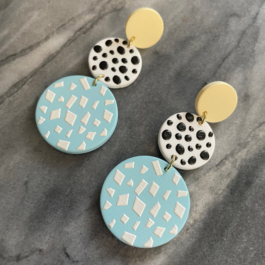Blue Spotted Dangle Earring