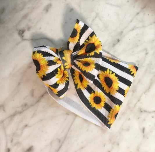 Stripe Sunflower Bow