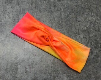 Pink Yellow Tie Dye Headband