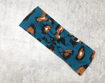 Teal Leopard Headband